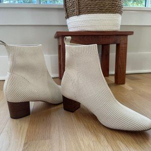 Joie x Revolve Neely Ivory Ribbed Knit Sock Bootie, Size 9.5